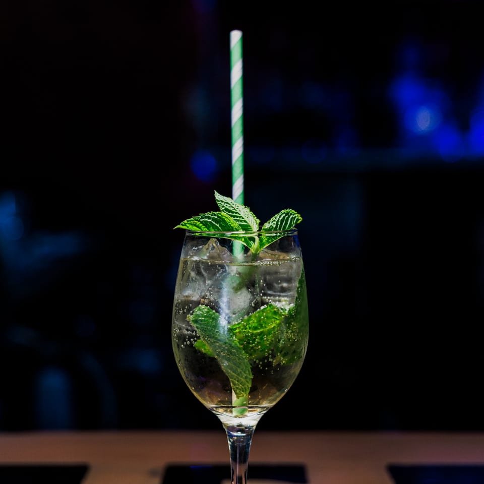 Mint-garnished cocktail at the Tequila Bar.