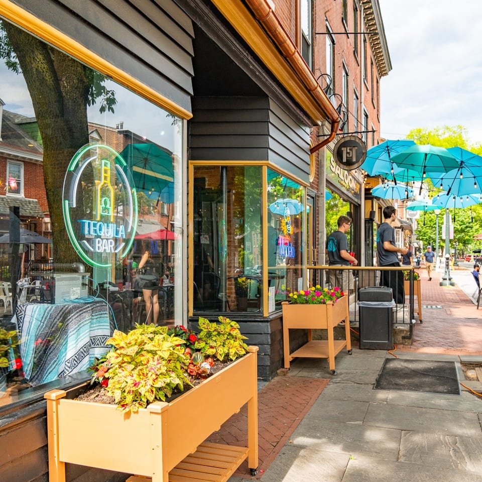 Tequila Bar entrance and sidewalk patio.